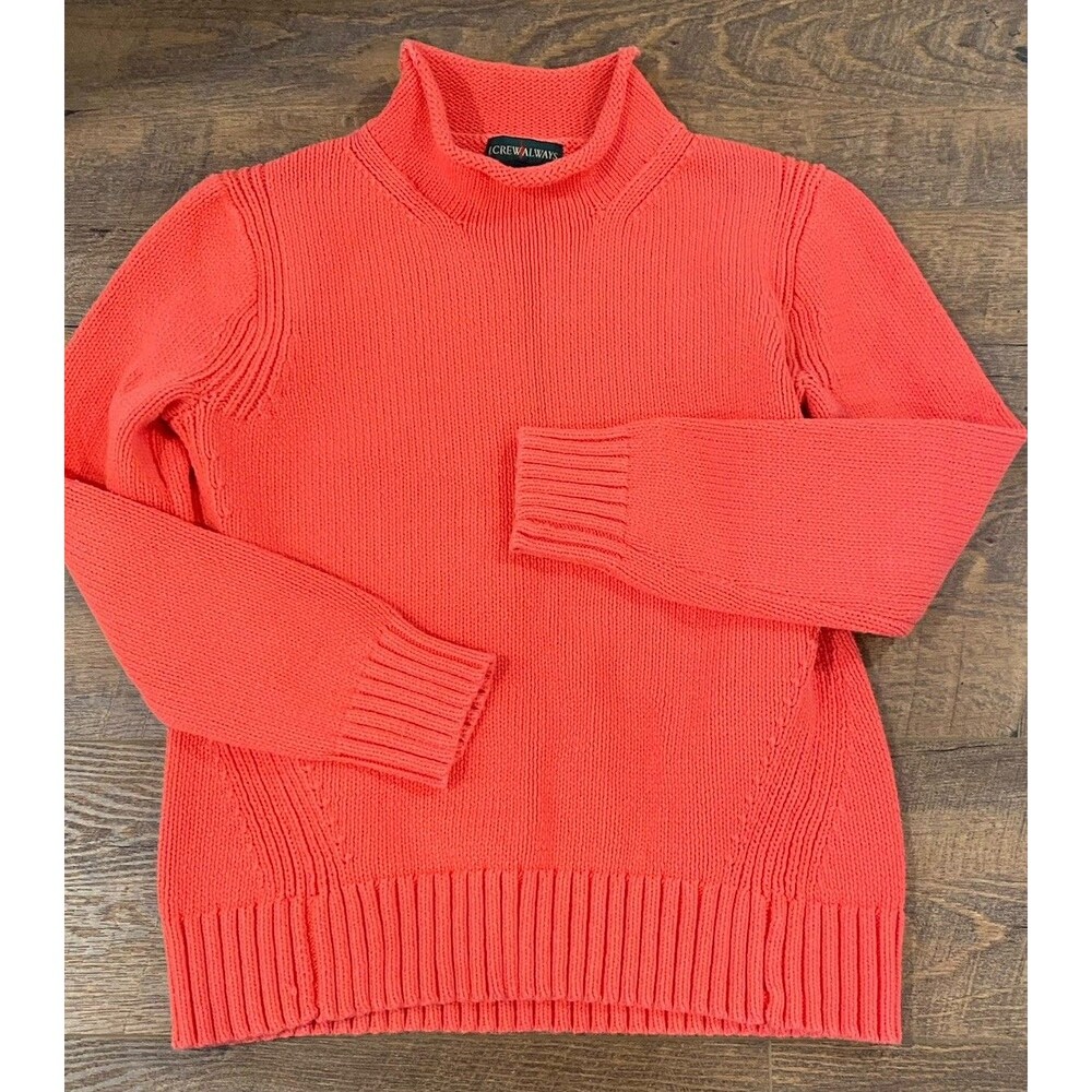 J Crew Always Women's Rollneck Sweater Style J0437 Size Medium Coral